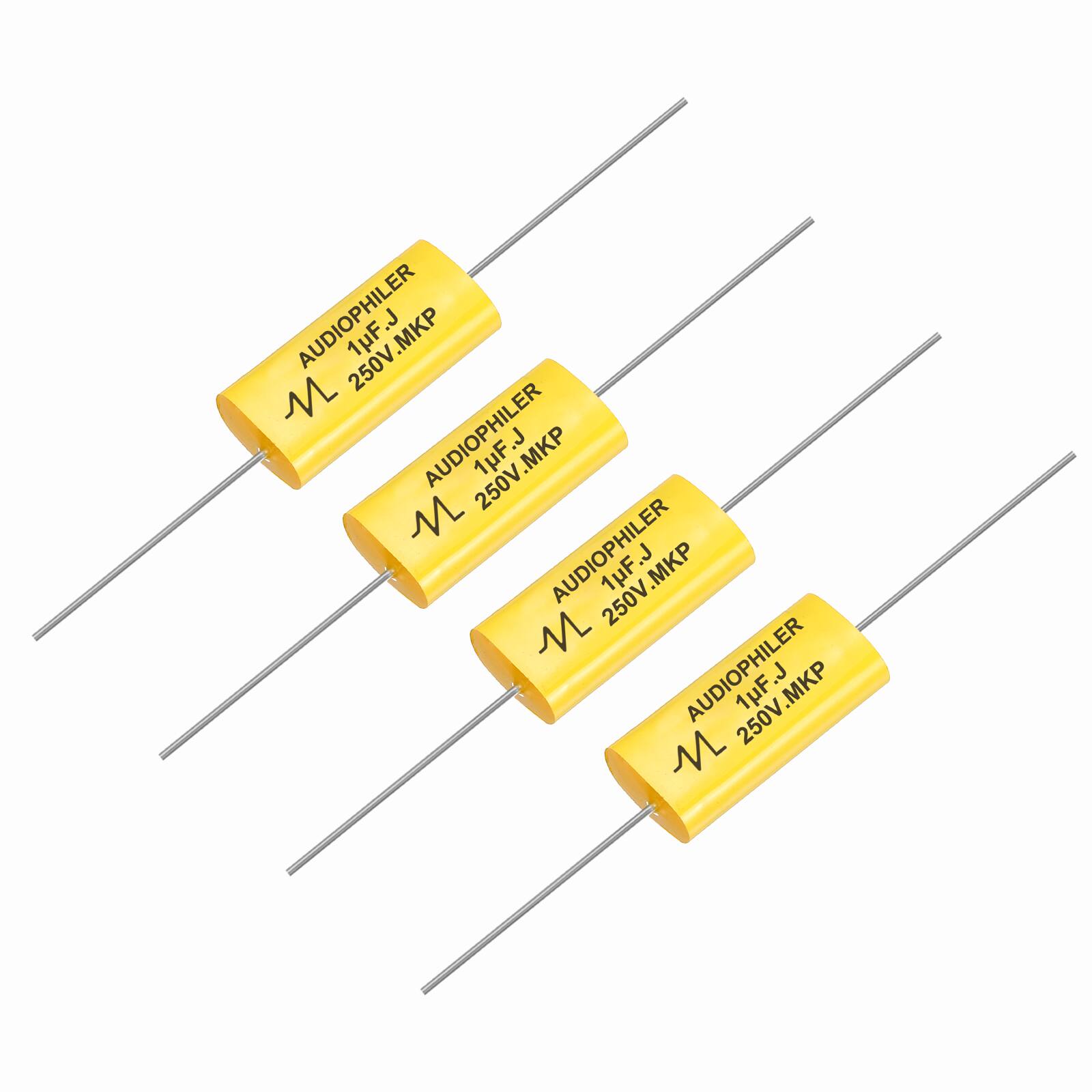 Unique Bargains - 4pcs 1uF High-Frequency Divider Capacitor, 269V Audio Speaker Crossover Non-Polarity Polypropylene MKP Film Capacitors - Yellow price history on PriceWatchPro