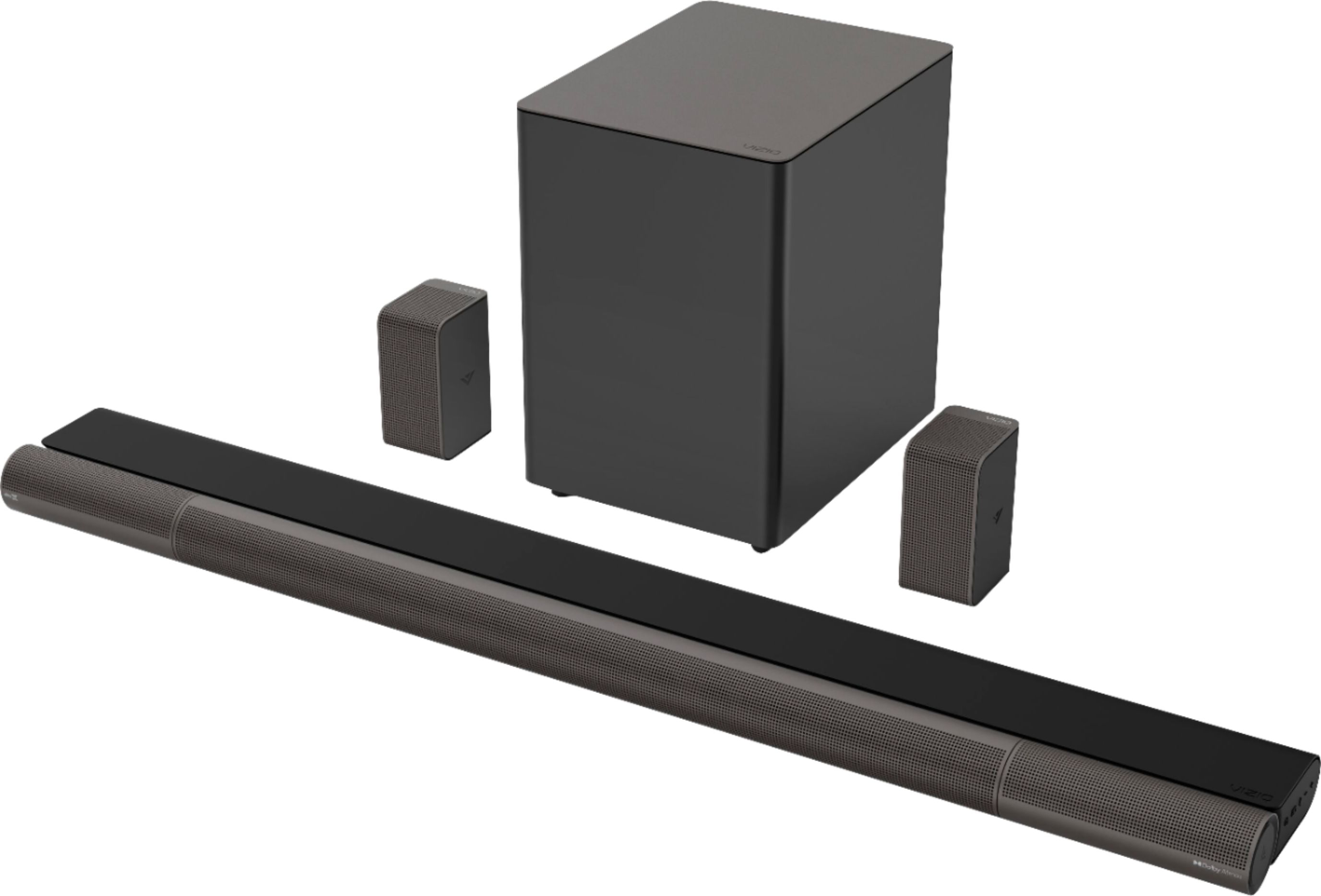 Angle View: VIZIO - 5.1.4-Channel Elevate Soundbar with Wireless Subwoofer and Rotating Speakers for Dolby Atmos/DTS:X - Charcoal Gray