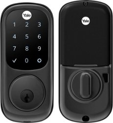 Yale - Real Living Assure Lock Deadbolt with Touchscreen Keypad and Z-Wave - Black Suede - Front_Zoom