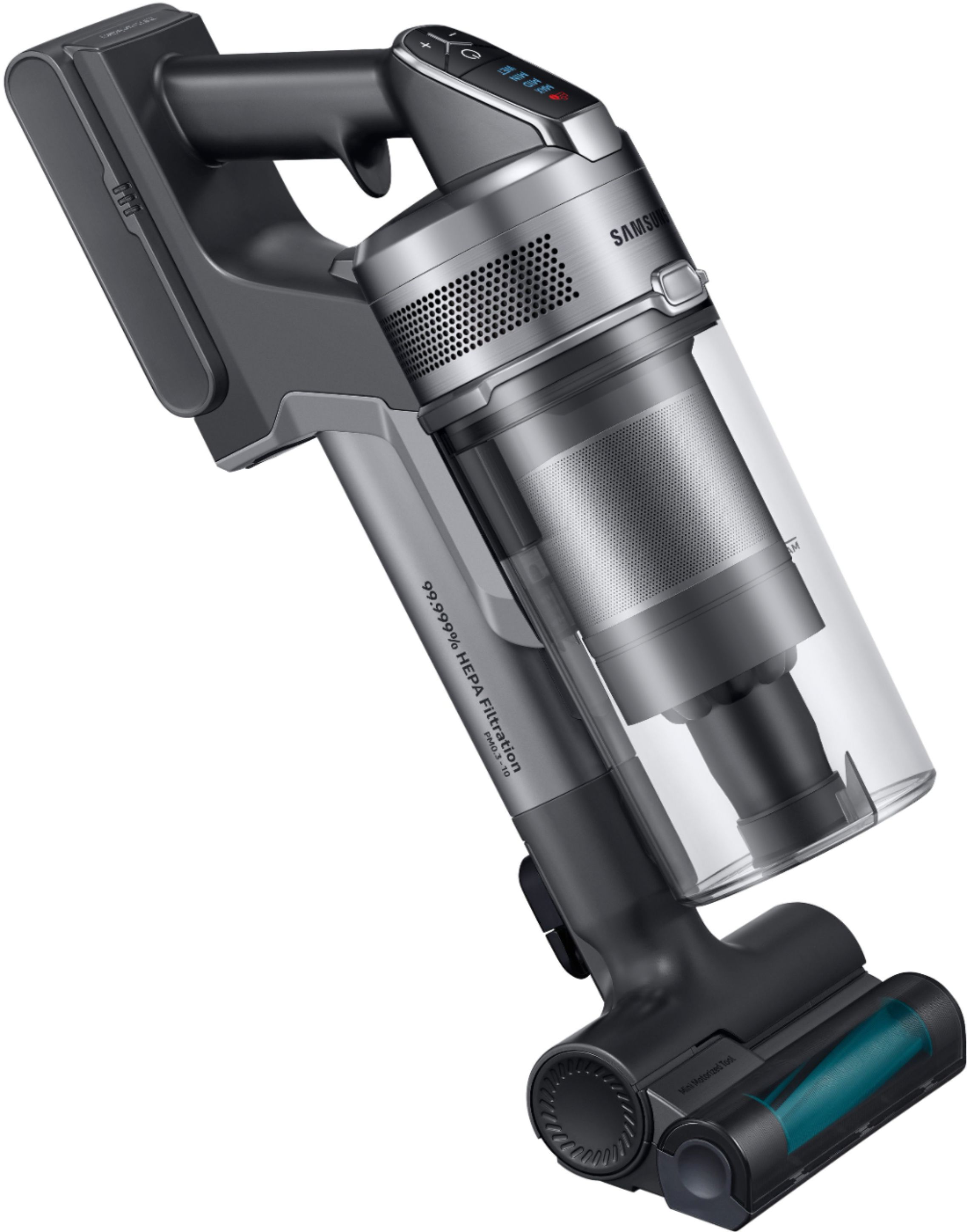 Best Buy: Samsung Jet™ 75 Teal with Long-Lasting Filter ChroMetal Silver Battery Cordless VS20T7536T5/AA Stick Vacuum with Complete