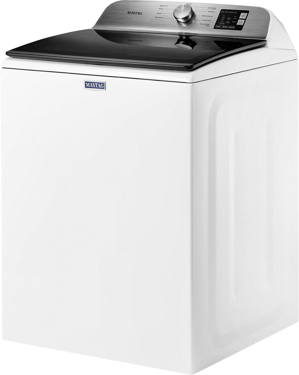 Left View: Maytag - 4.8 Cu. Ft. Top Load Washer with Deep Fill Option - White