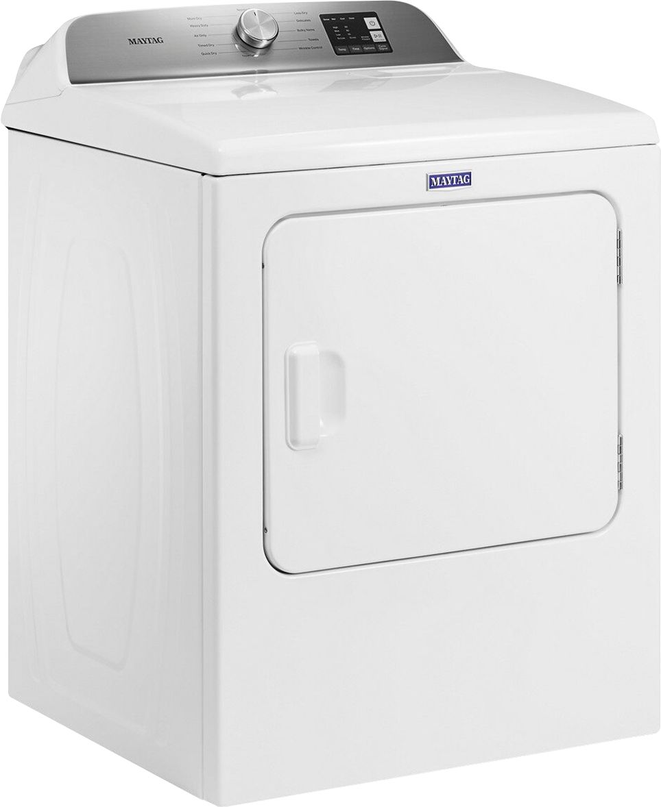 Angle View: Maytag - 7.0 Cu. Ft. Electric Dryer with Moisture Sensing - White