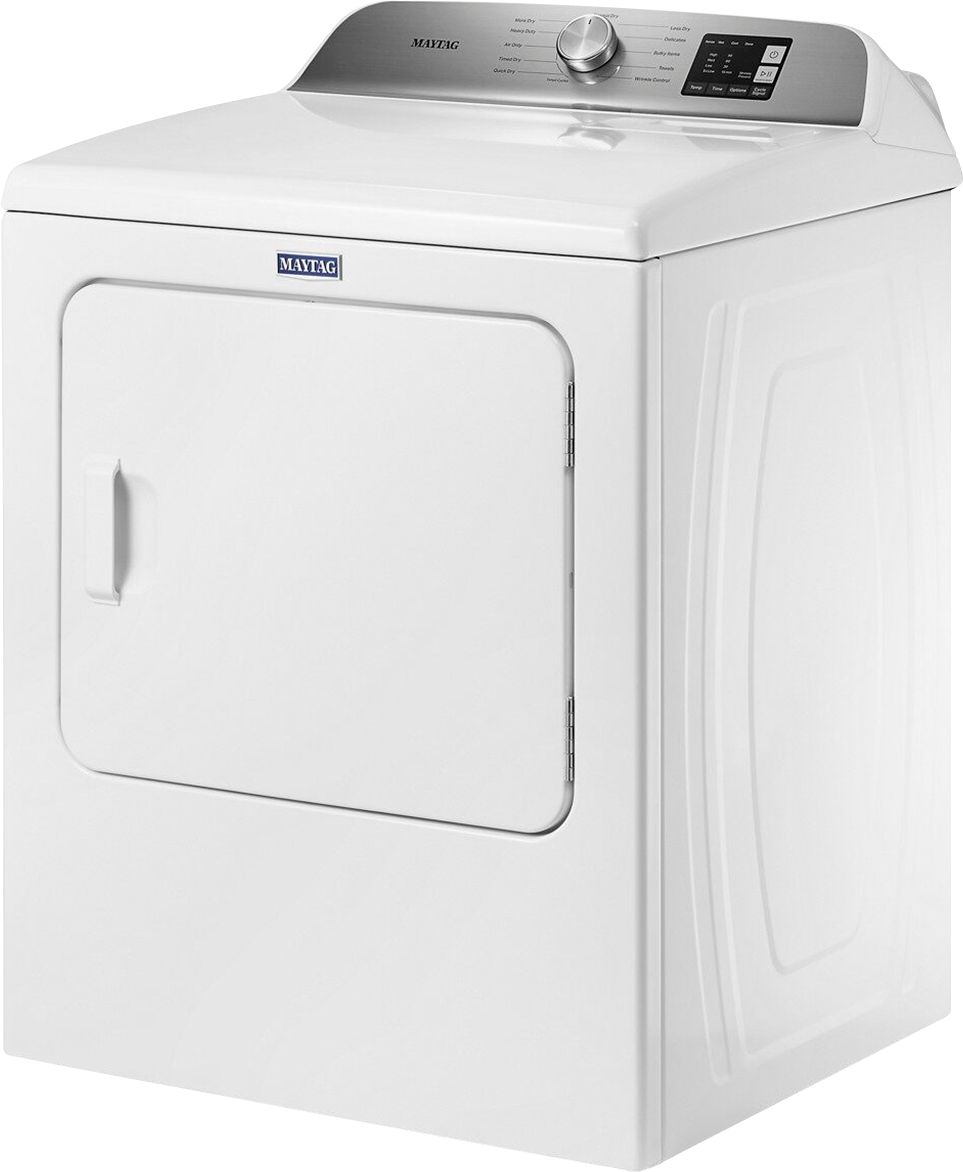 Left View: Maytag - 7.0 Cu. Ft. Electric Dryer with Moisture Sensing - White