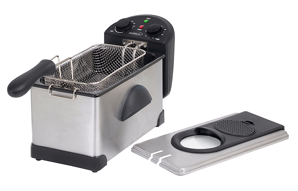 Angle View: 12.5 Cup Stainless Steel Deep Fryer