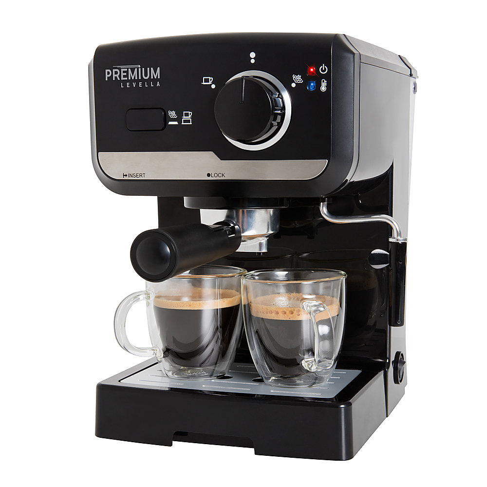 Angle View: Premium Levella - Espresso Machine with 15 bars of pressure and Milk Frother - Silver