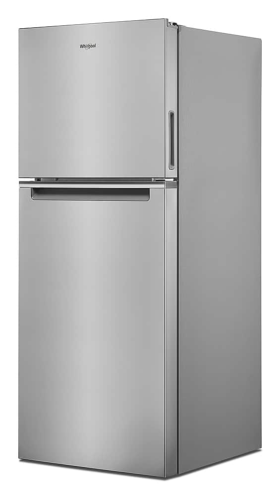 Angle. Whirlpool - 11.6 Cu. Ft. Top-Freezer Counter-Depth Refrigerator with Infinity Slide Shelf - Stainless Steel.