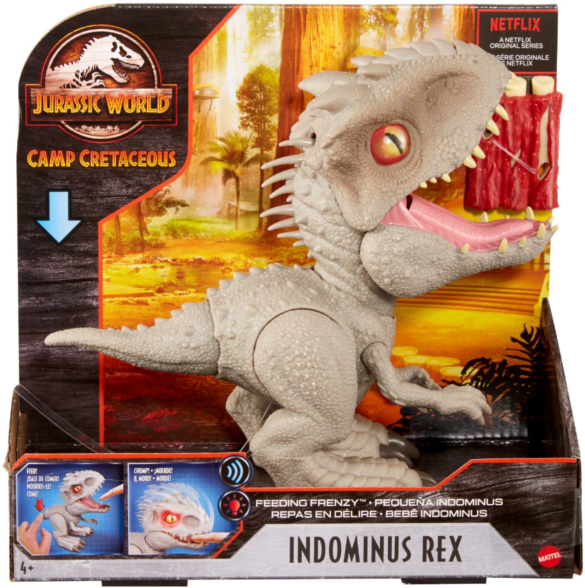 Left View: Jurassic World Camp Cretaceous Feeding Frenzy Indominus Rex with Lights and Sounds