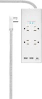 Insignia™ - 4-Outlet/3-USB Surge Protector Strip - White - Front_Zoom