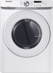 Front. Samsung - 7.5 Cu. Ft. Stackable Electric Dryer with Long Vent Drying - White.
