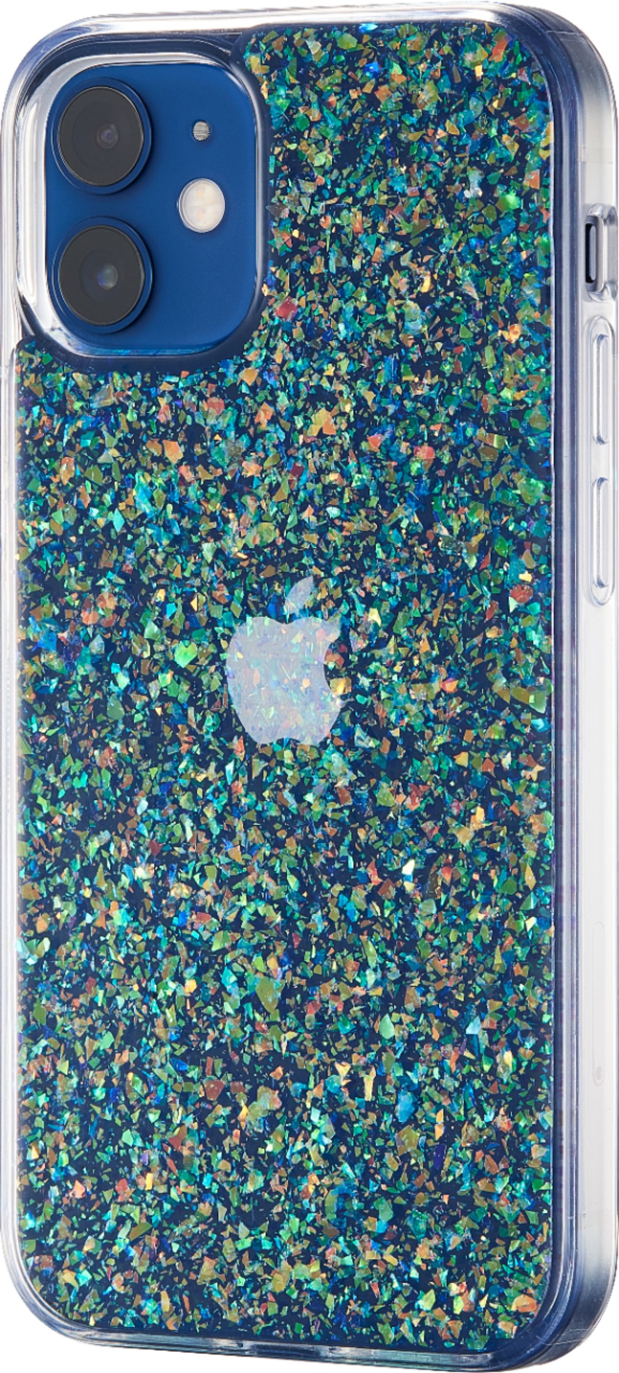 Angle View: Platinum™ - Hard-Shell Case for Apple iPhone® 12 mini - Clear/Glitter