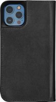 Platinum™ - Genuine Leather Wallet Folio for iPhone® 12 Pro Max - Black - Front_Zoom