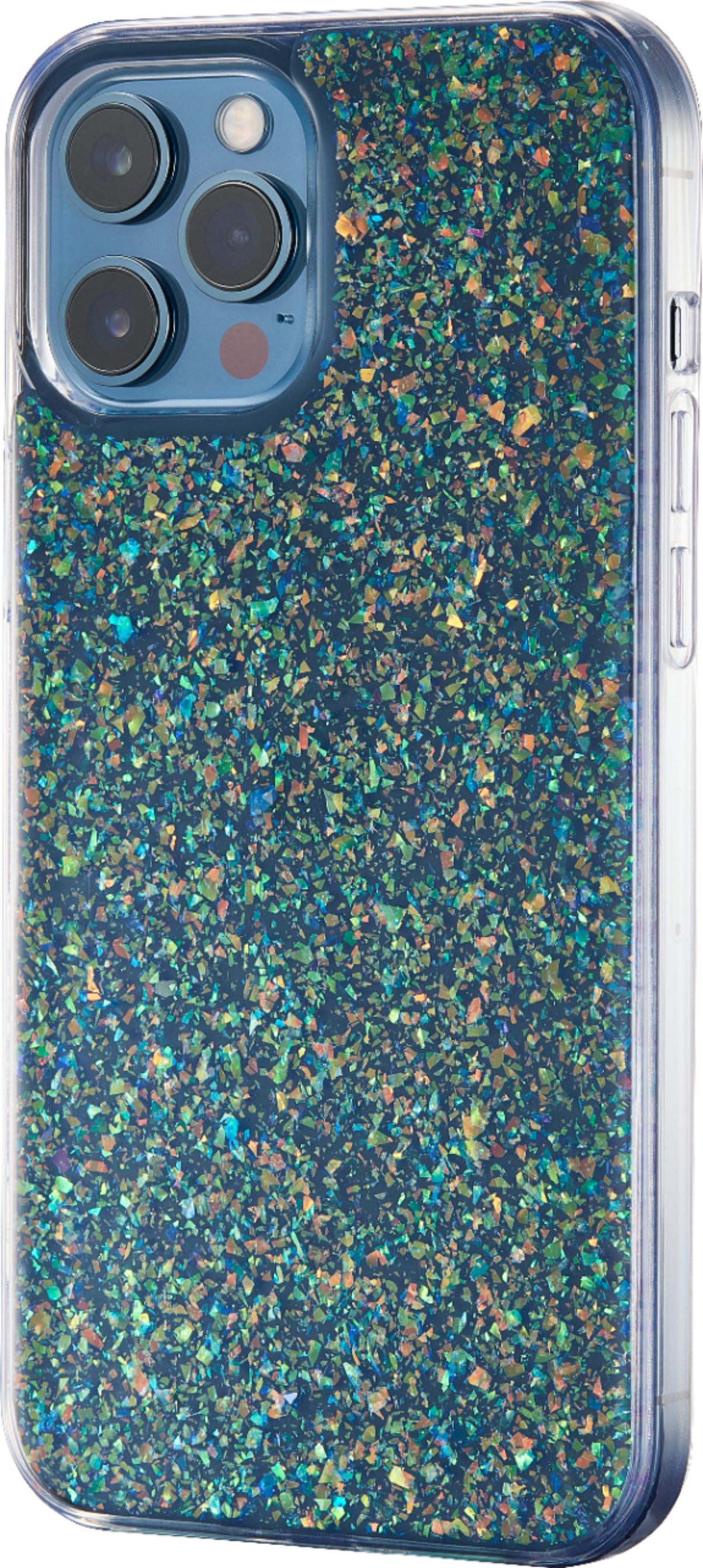 Angle View: Platinum™ - Hard-Shell Case for Apple iPhone® 12 Pro Max - Clear/Glitter