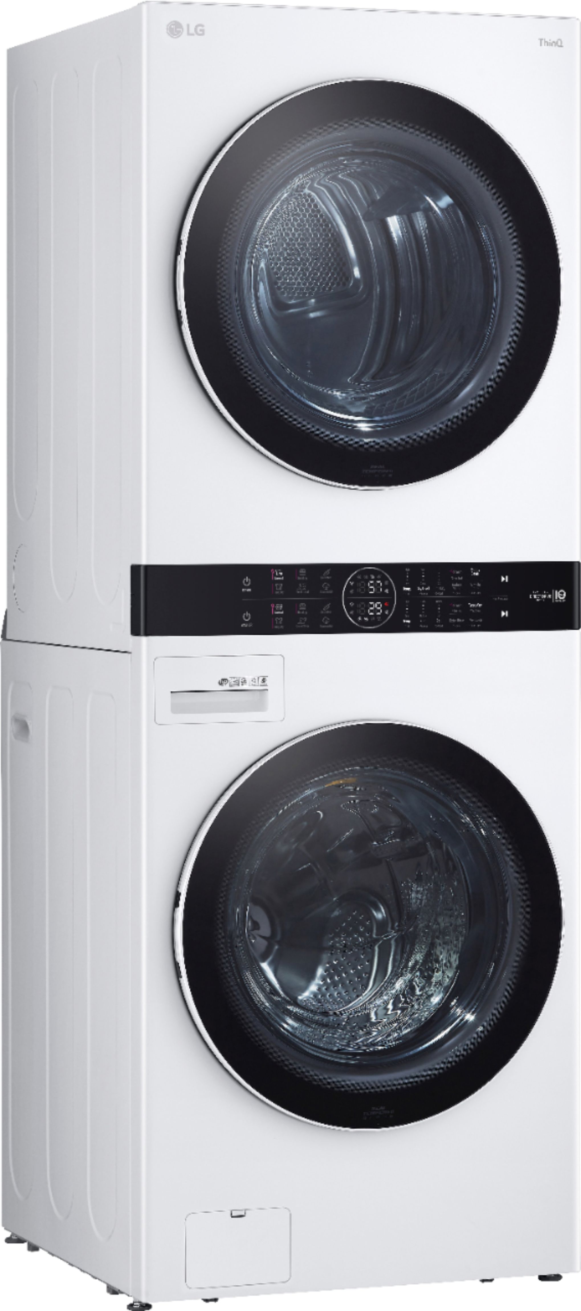 Angle View: LG - 4.5 Cu. Ft. HE Smart Front Load Washer and 7.4 Cu. Ft. Electric Dryer WashTower with Steam and Built-In Intelligence - White