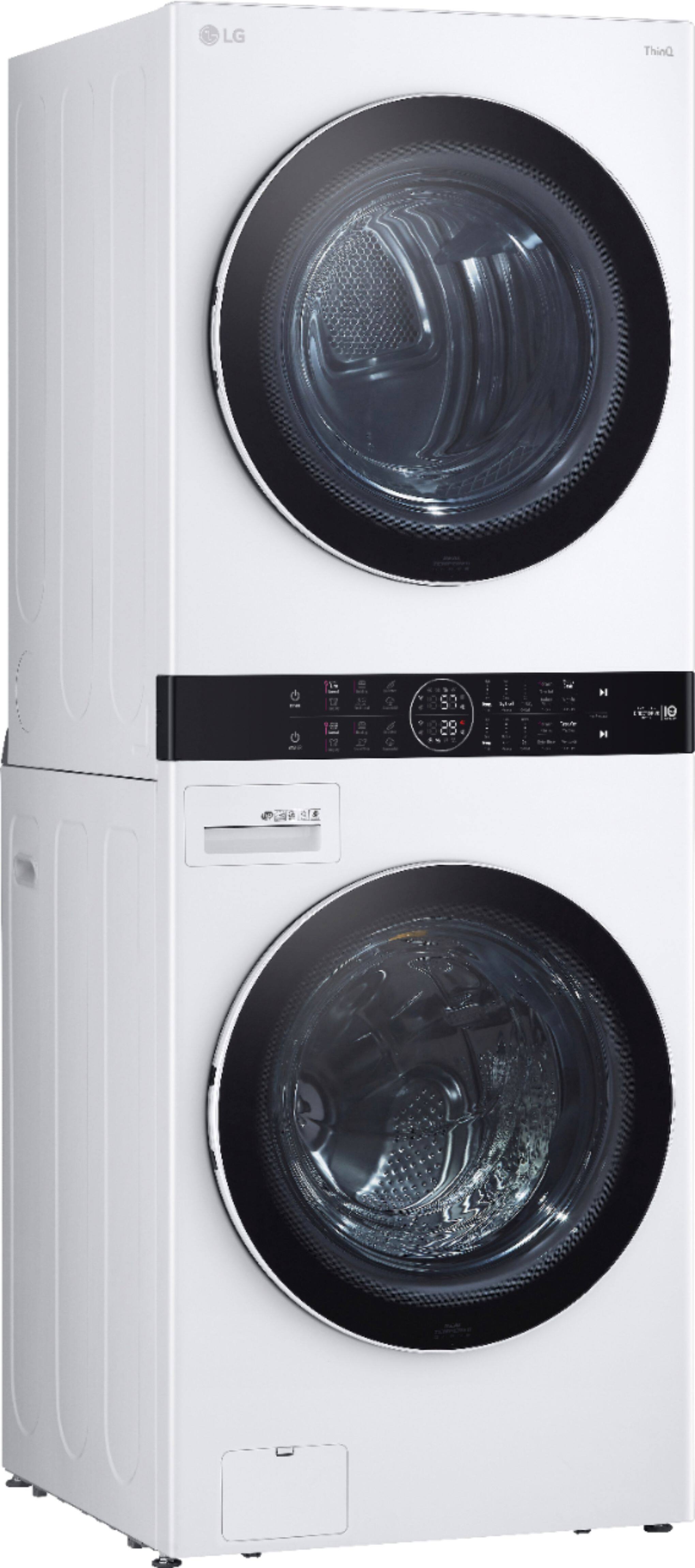 Angle. LG - 4.5 Cu. Ft. HE Smart Front Load Washer and 7.4 Cu. Ft. Electric Dryer WashTower with Steam and Built-In Intelligence - White.