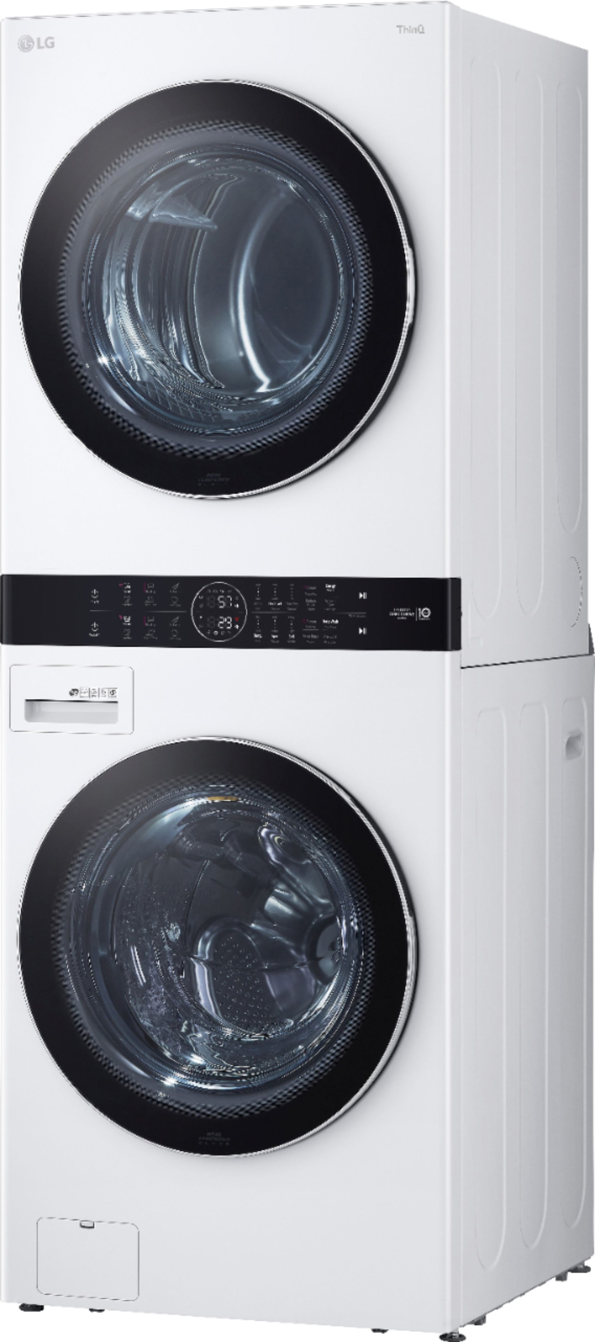 Left View: LG - 4.5 Cu. Ft. HE Smart Front Load Washer and 7.4 Cu. Ft. Electric Dryer WashTower with Steam and Built-In Intelligence - White