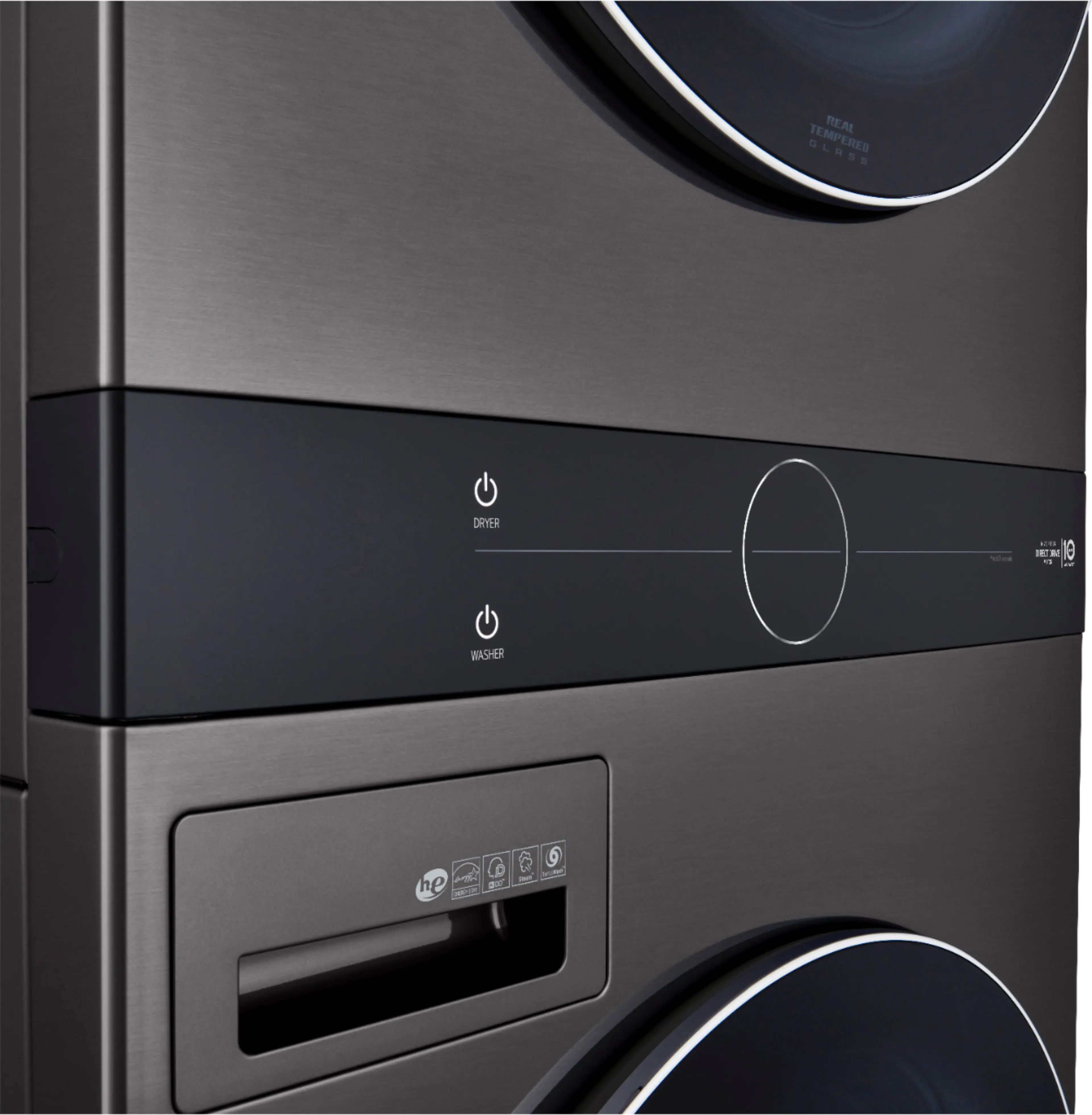 Alt View 16. LG - 4.5 Cu. Ft. HE Smart Front Load Washer and 7.4 Cu. Ft. Gas Dryer WashTower with Steam and Built-In Intelligence - Black Steel.