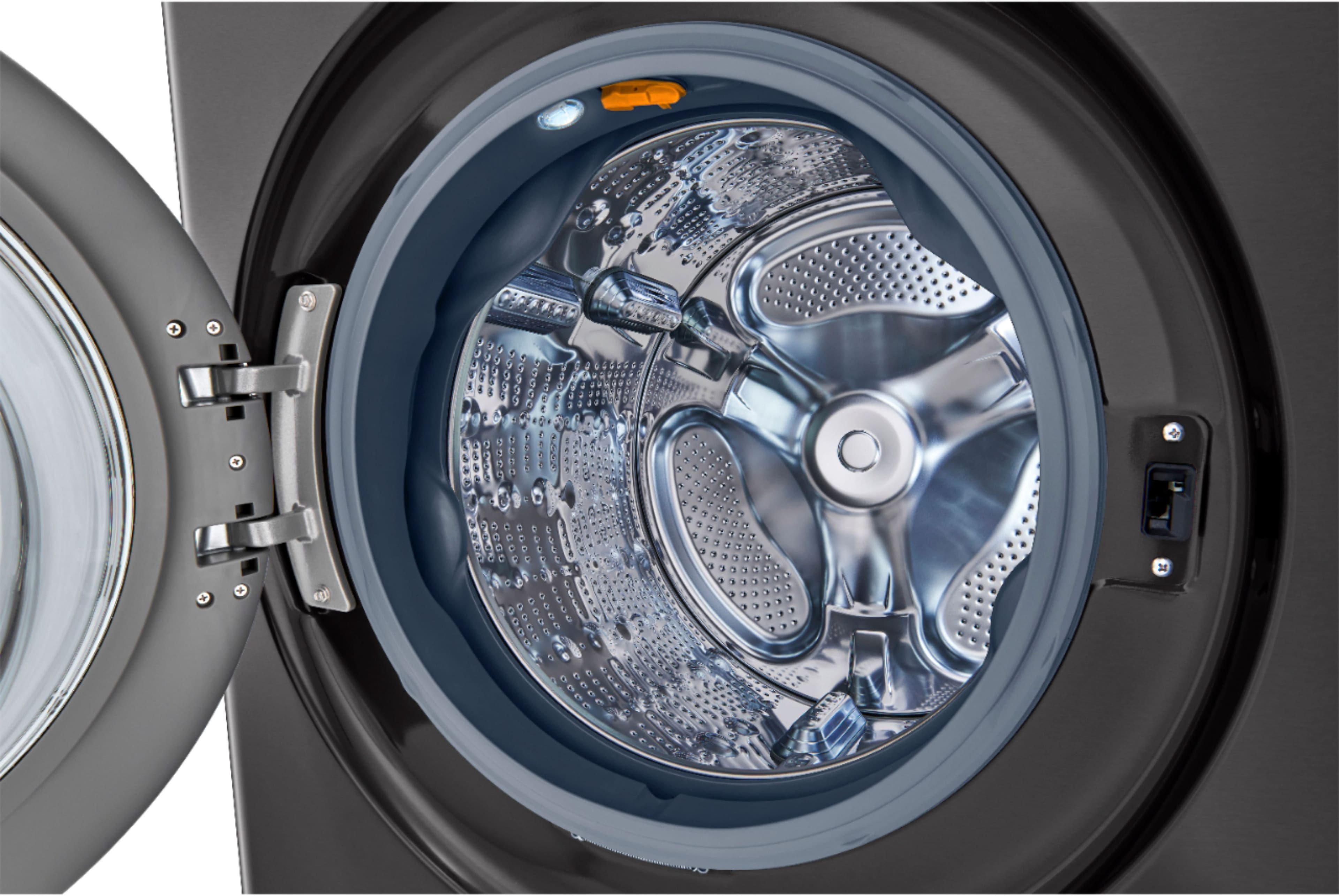 Alt View 21. LG - 4.5 Cu. Ft. HE Smart Front Load Washer and 7.4 Cu. Ft. Gas Dryer WashTower with Steam and Built-In Intelligence - Black Steel.