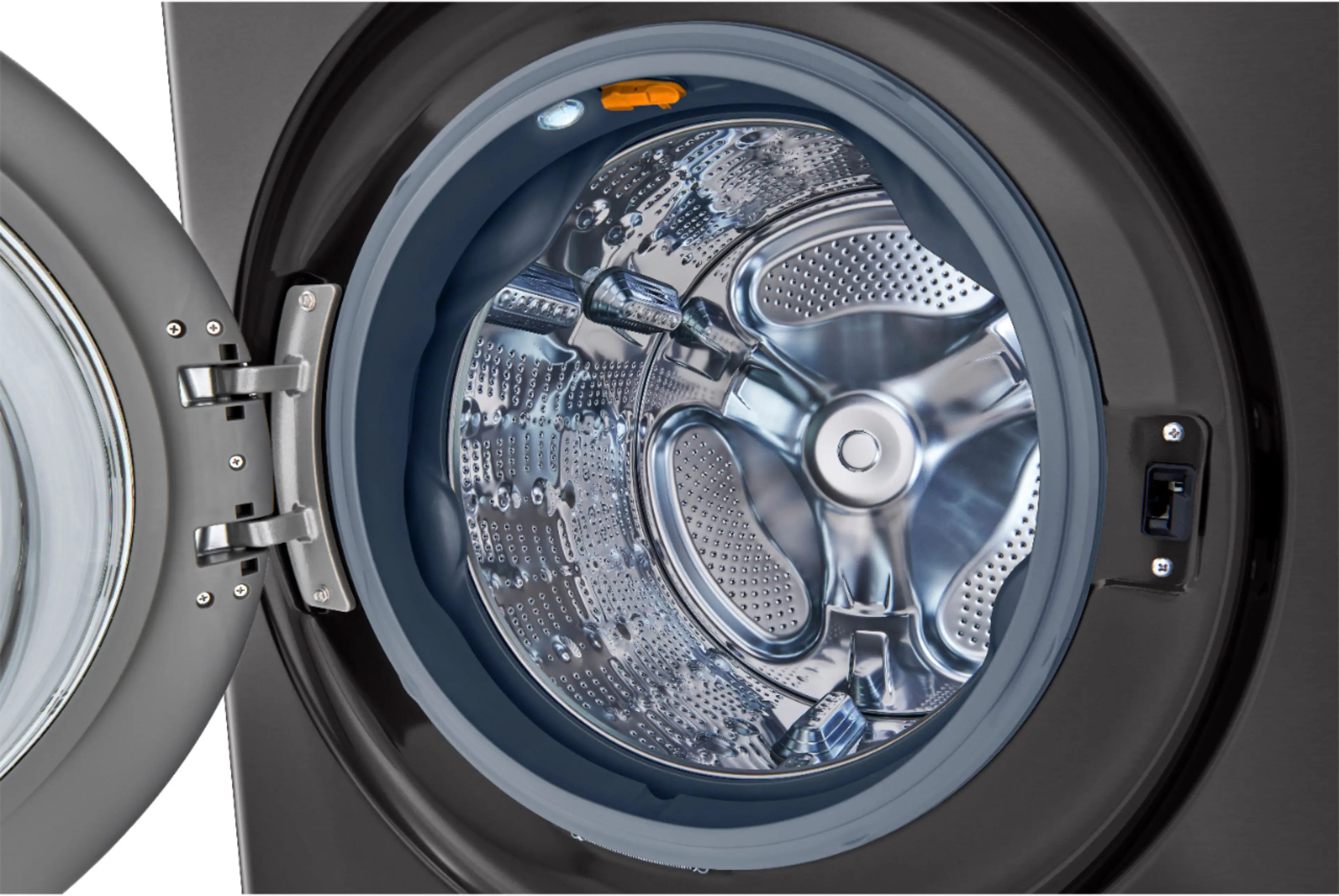 Alt View 21. LG - 4.5 Cu. Ft. HE Smart Front Load Washer and 7.4 Cu. Ft. Gas Dryer WashTower with Steam and Built-In Intelligence - Black Steel.