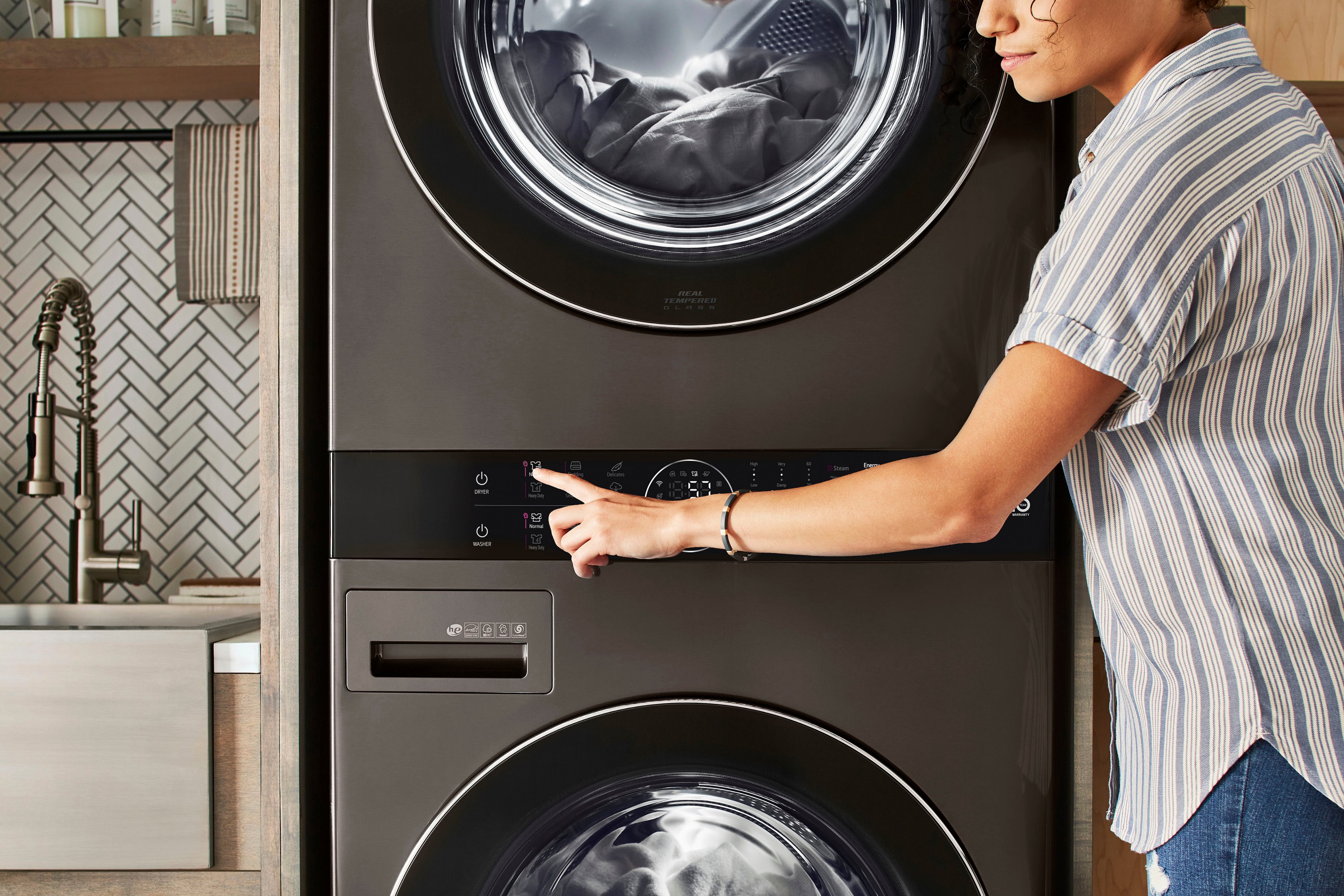 Laundry Tower™ Single Unit Front Load 4.5 Cu. Ft. Washer & 8 Cu. Ft. Gas  Dryer, Stacked Washer and Dryer Units