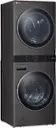 Angle. LG - 4.5 Cu. Ft. HE Smart Front Load Washer and 7.4 Cu. Ft. Electric Dryer WashTower with Steam and Built-In Intelligence - Black Steel.