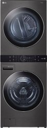 LG - 4.5 Cu. Ft. HE Smart Front Load Washer and 7.4 Cu. Ft. Electric Dryer WashTower with Steam and Built-In Intelligence - Black Steel - Front_Zoom