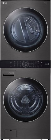 LG - 4.5 Cu. Ft. HE Smart Front Load Washer and 7.4 Cu. Ft. Electric Dryer WashTower with Steam and Built-In Intelligence - Black Steel