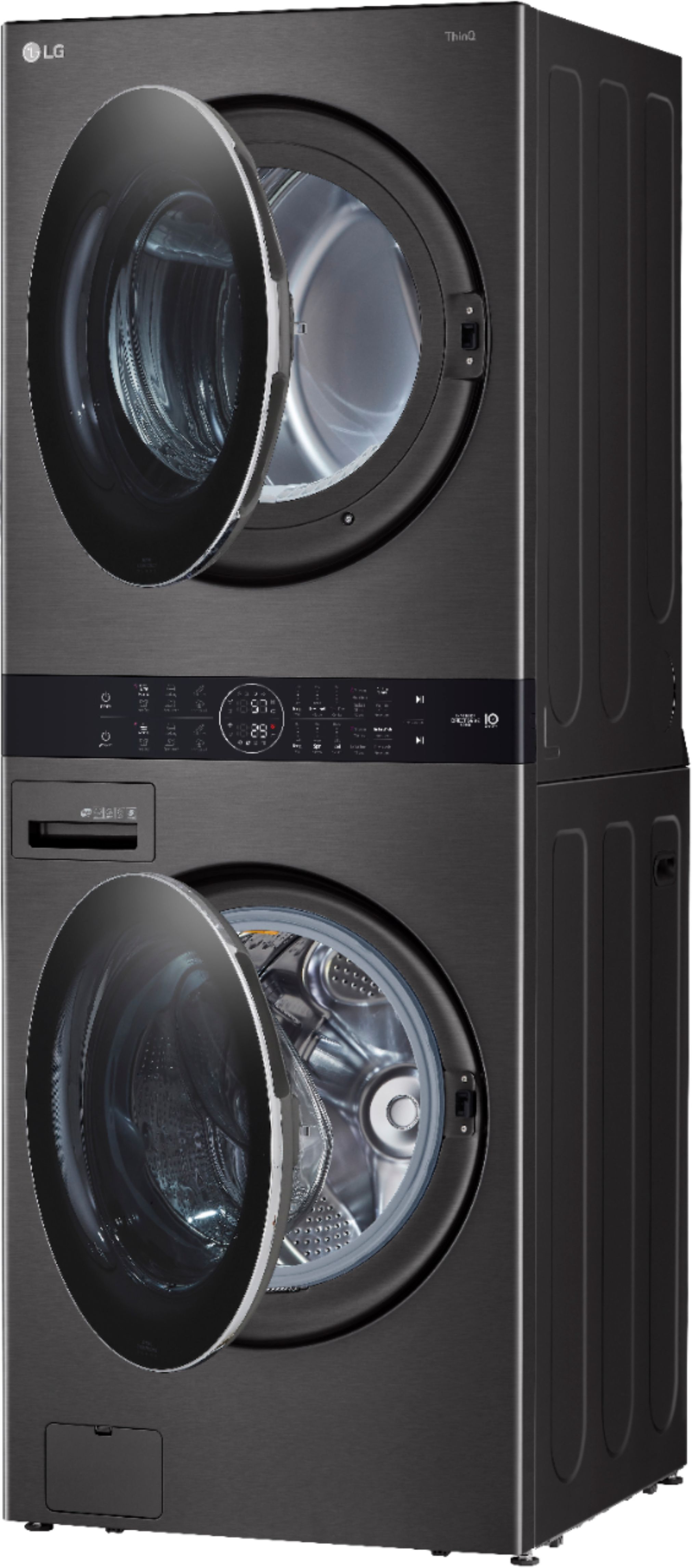 LG 4.5 Cu. WKEX200HBA Front 7.4 Dryer Intelligence Steel Black Ft. Ft. Best Buy Washer Built-In WashTower Steam and Cu. Electric - Load with HE Smart and