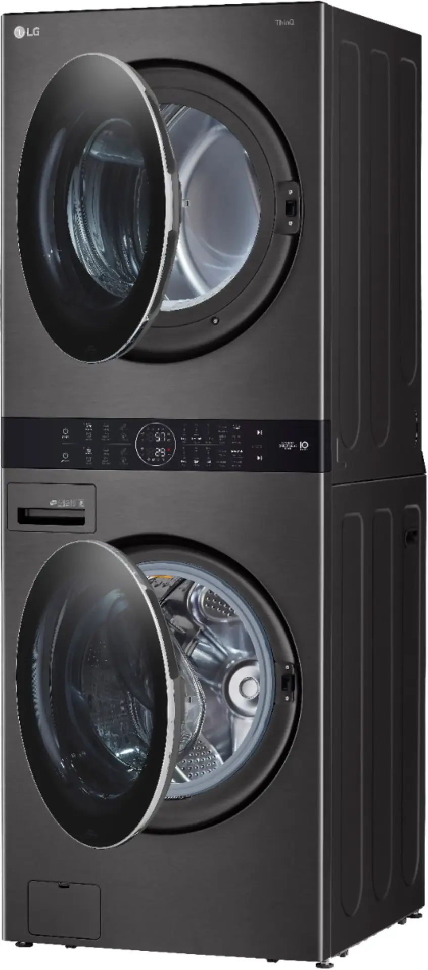 Alt View 14. LG - 4.5 Cu. Ft. HE Smart Front Load Washer and 7.4 Cu. Ft. Electric Dryer WashTower with Steam and Built-In Intelligence - Black Steel.