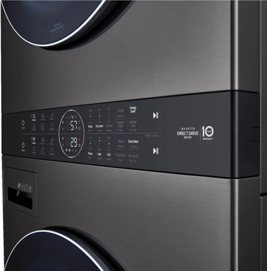 Alt View 17. LG - 4.5 Cu. Ft. HE Smart Front Load Washer and 7.4 Cu. Ft. Electric Dryer WashTower with Steam and Built-In Intelligence - Black Steel.