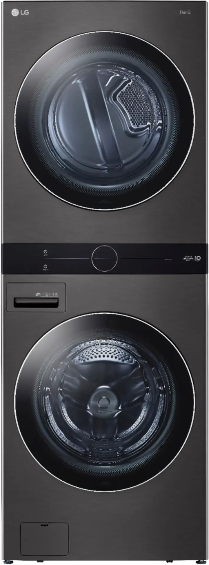 Alt View 12. LG - 4.5 Cu. Ft. HE Smart Front Load Washer and 7.4 Cu. Ft. Electric Dryer WashTower with Steam and Built-In Intelligence - Black Steel.