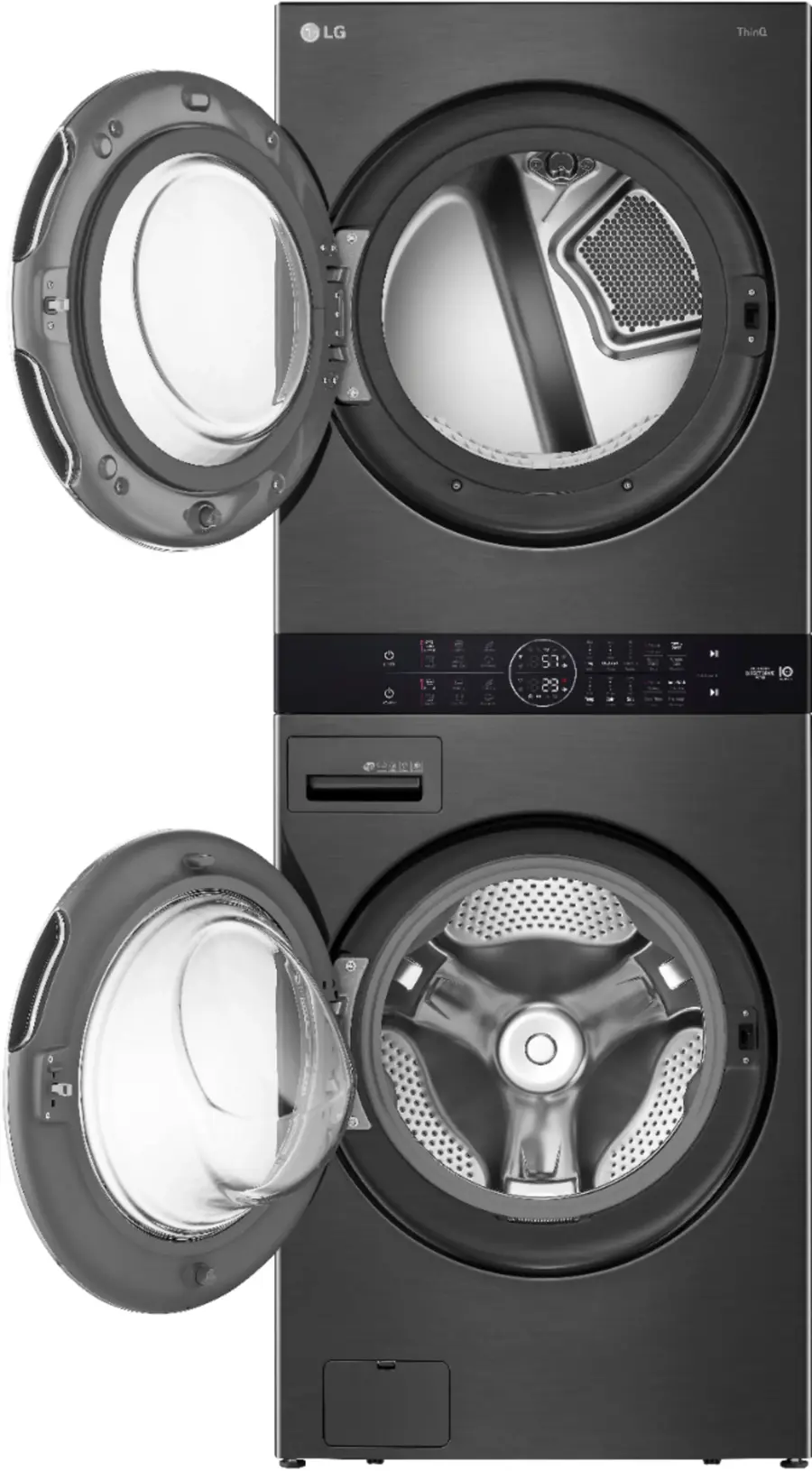 Alt View 13. LG - 4.5 Cu. Ft. HE Smart Front Load Washer and 7.4 Cu. Ft. Electric Dryer WashTower with Steam and Built-In Intelligence - Black Steel.