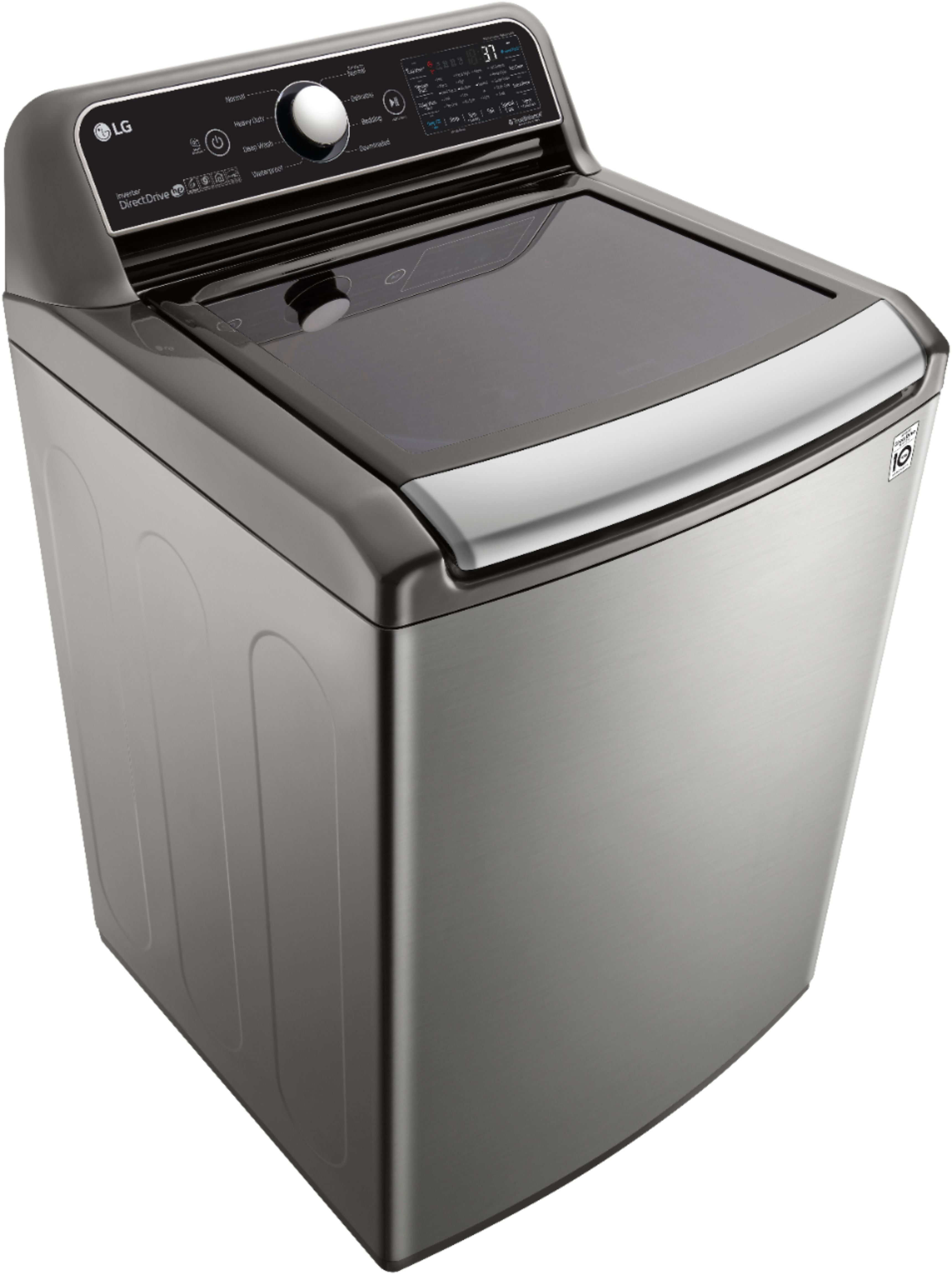 Angle View: LG - 4.8 Cu. Ft. High-Efficiency Top Load Washer with 4-Way Agitator and TurboWash 3D - Graphite steel