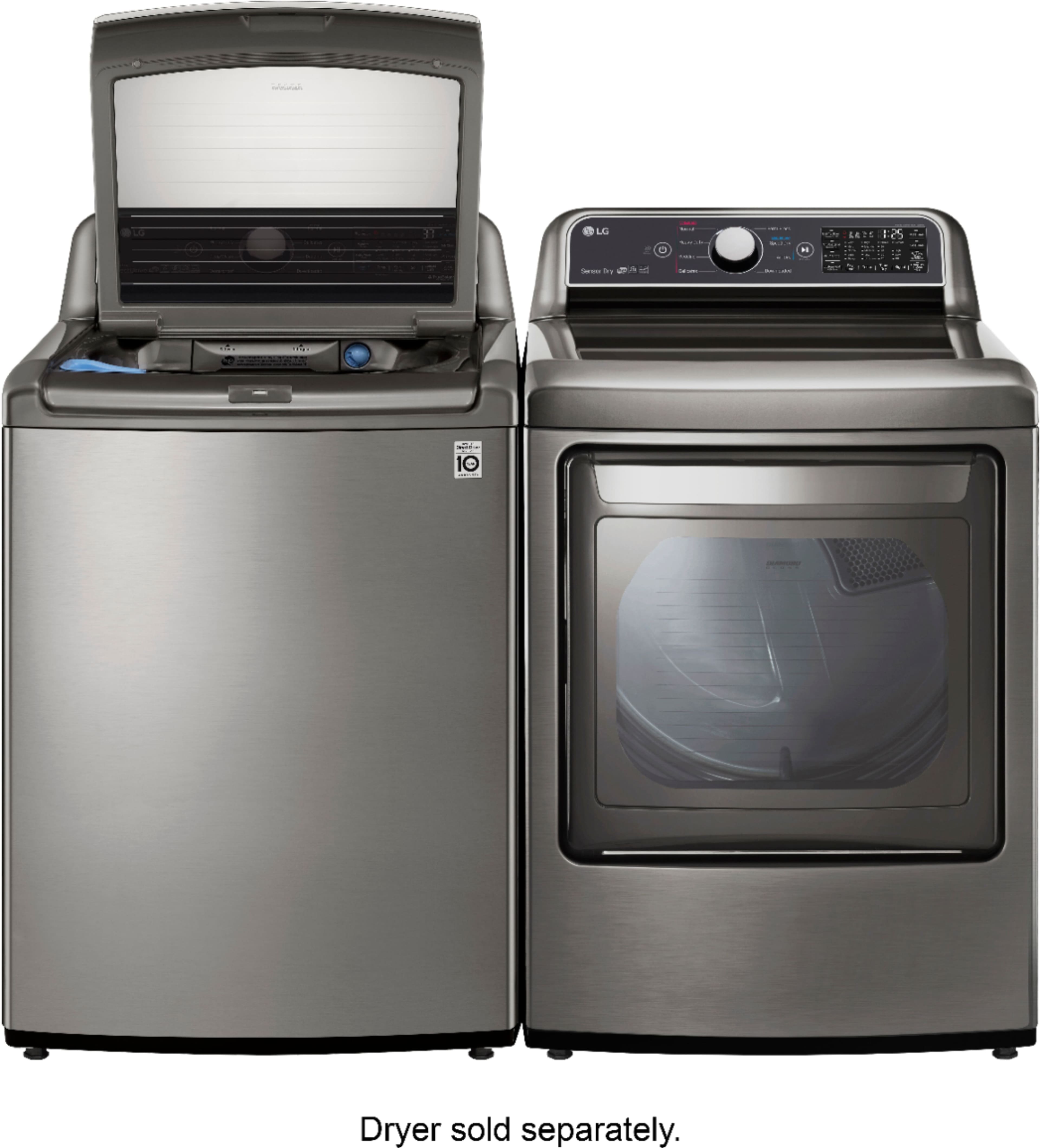 Alt View 14. LG - 4.8 Cu. Ft. High-Efficiency Top Load Washer with 4-Way Agitator - Graphite Steel.