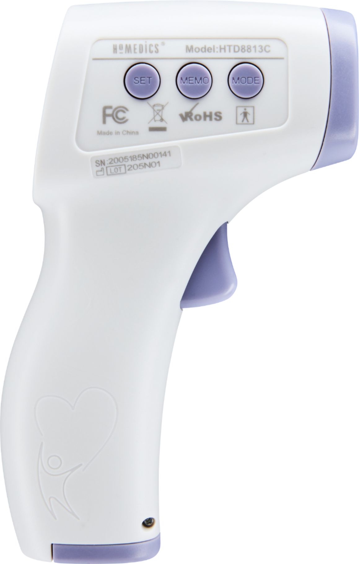 Left View: HoMedics - Non Contact Infrared Forehead Thermometer - White