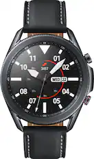 Front. Samsung - Galaxy Watch3 Smartwatch 45mm Stainless LTE - Mystic Black.