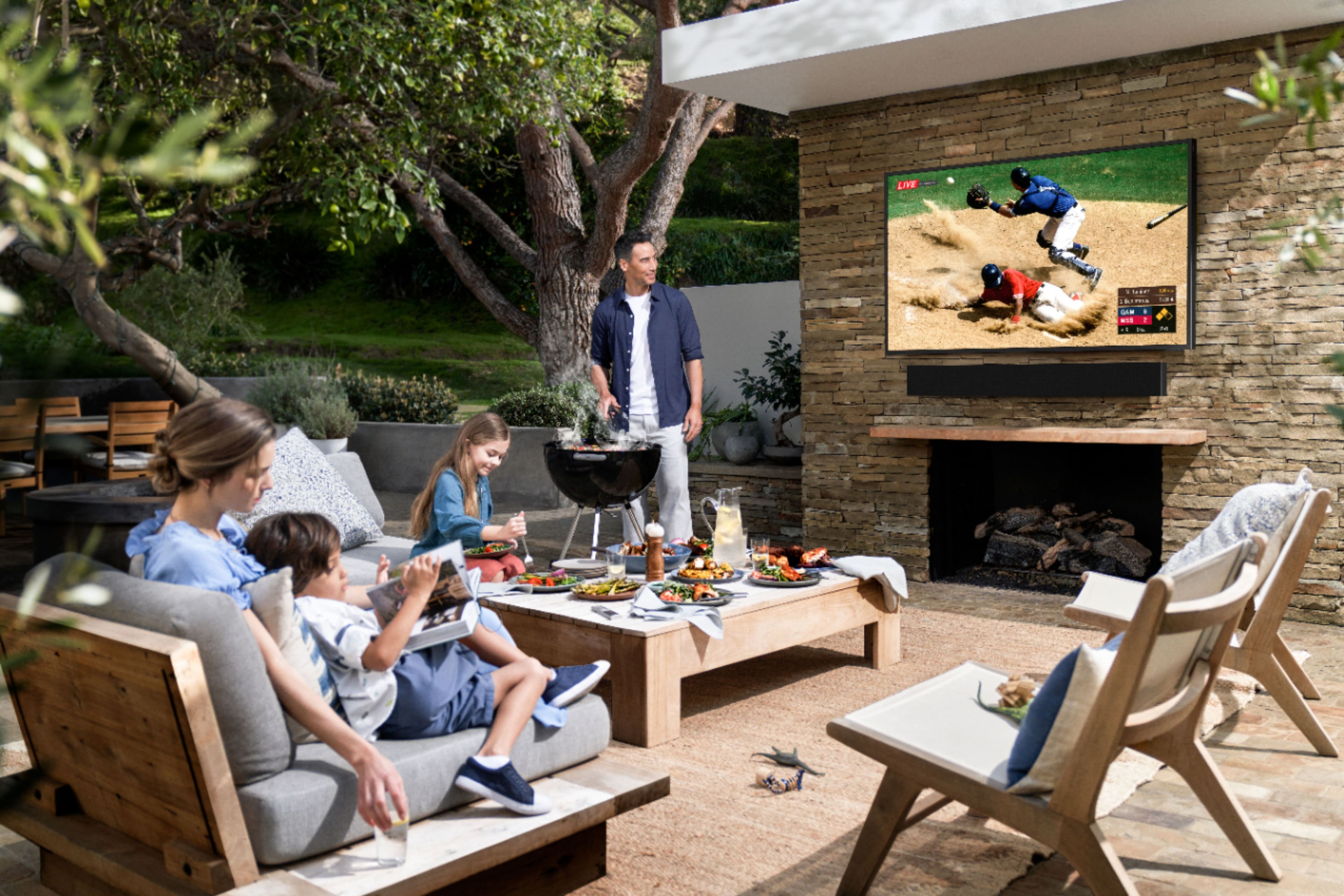 Alt View 17. Samsung - The Terrace Series 55" Class QLED Outdoor Partial Sun 4K UHD Smart Tizen TV - Titan Black.