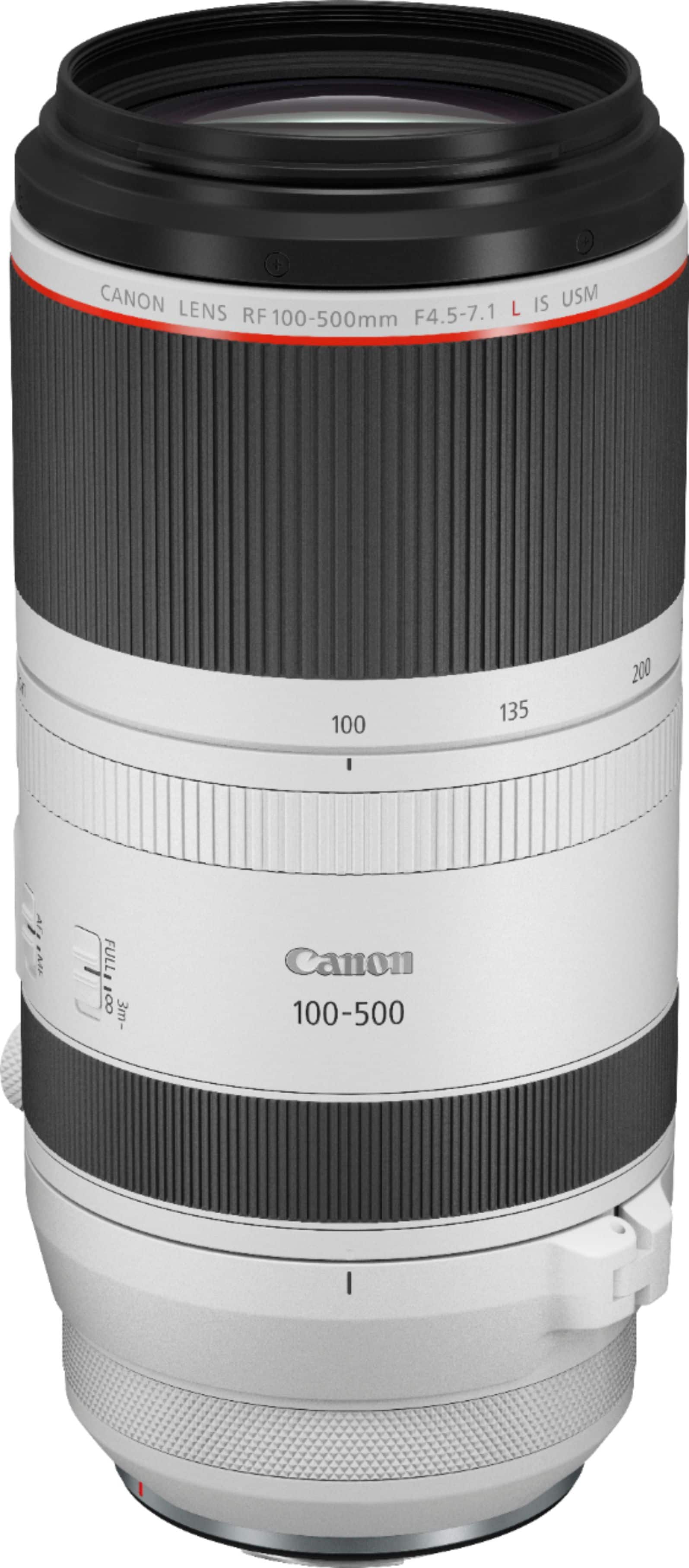 Front. Canon - RF100-500mm F4.5-7.1 L IS USM Telephoto Zoom Lens for EOS R-Series Cameras - White.