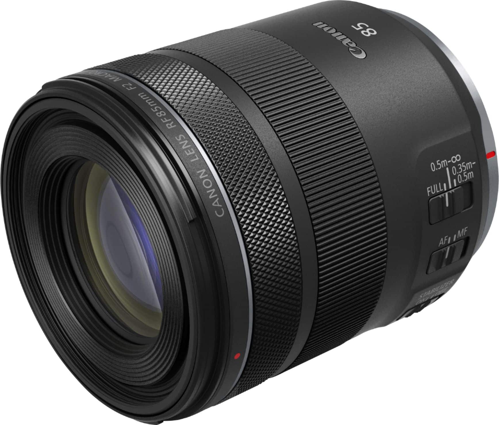 Front. Canon - RF85mm F2 Macro IS STM Medium Telephoto Lensfor EOS R-Series Cameras - Black.