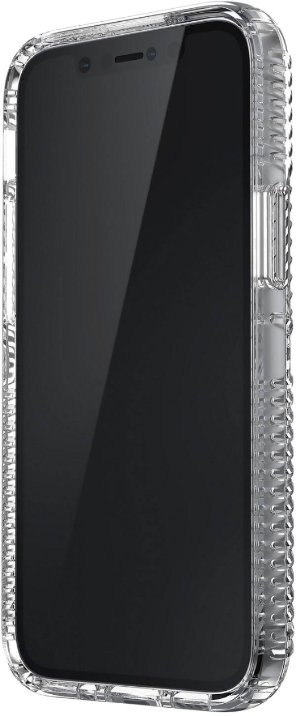 Angle. Speck - Presidio Perfect-Clear Grip Case for Apple® iPhone® 12 Mini - Clear.