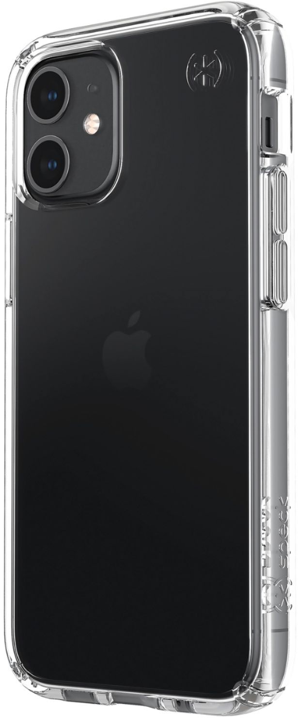 Left View: Speck - Presidio Perfect-Clear Case for Apple® iPhone® 12 Mini - Clear/Clear