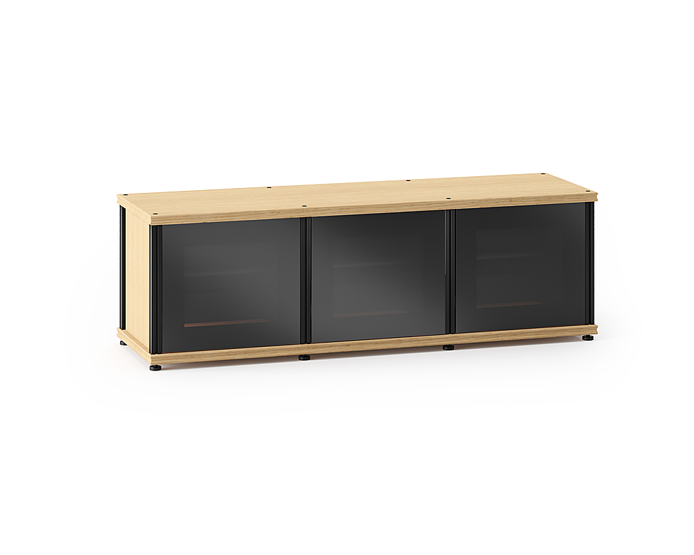 Angle View: Salamander Designs - Synergy TV Cabinet for Most Flat-Panel TVs Up to 90" -  Natural Oak / Black Glass - Natural Oak
