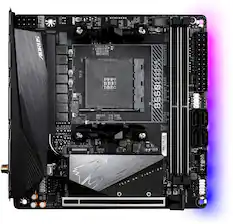 Front. GIGABYTE - B550 I AORUS PRO AX AM4 USB3.1 AMD Motherboard - Small Form Factor - Black.