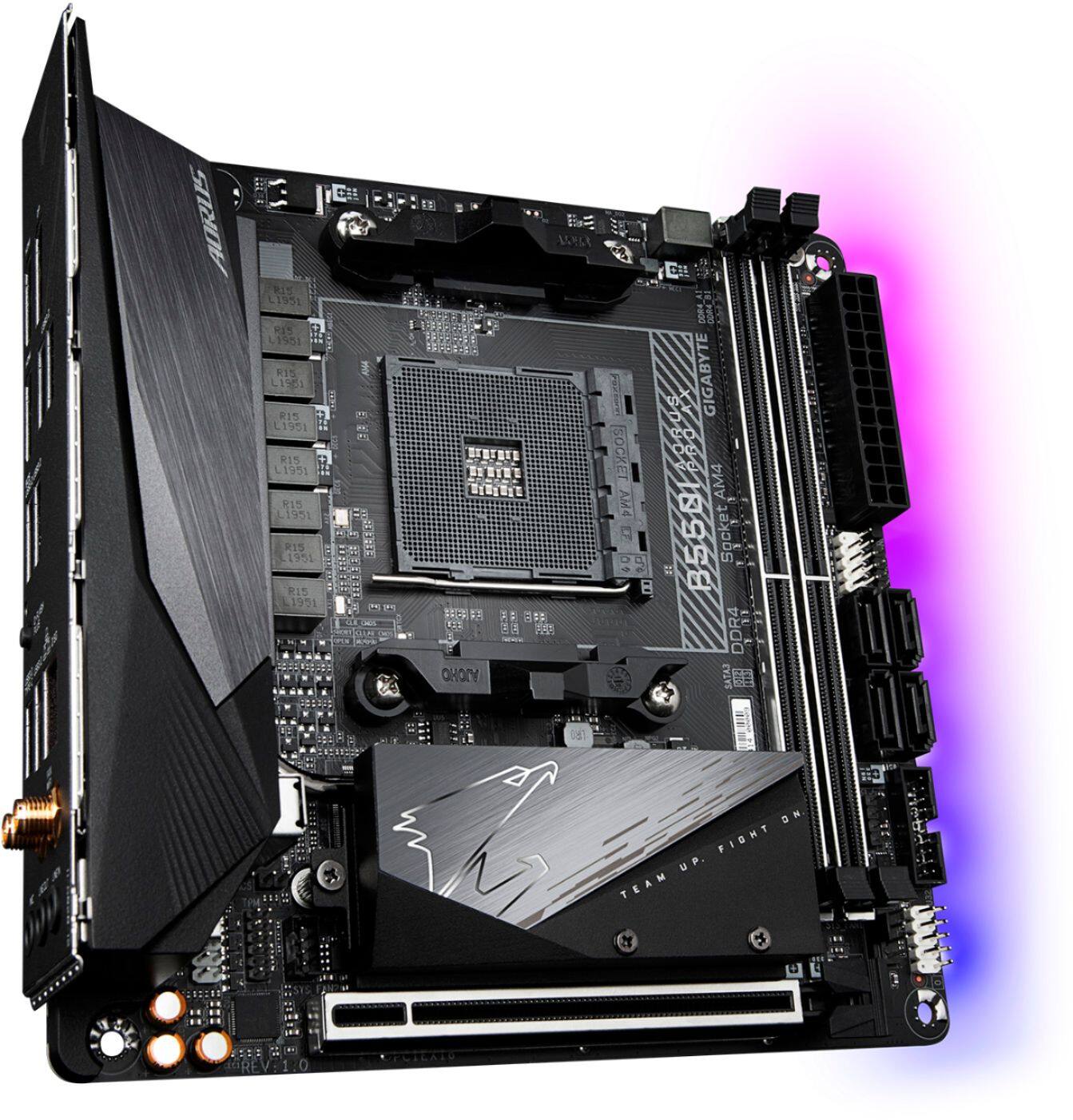 Alt View 11. GIGABYTE - B550 I AORUS PRO AX AM4 USB3.1 AMD Motherboard - Small Form Factor - Black.