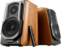Edifier - S1000MKII Audiophile Active Bookshelf 2.0 Speakers, Computer Speakers - 120W Optical Input - Bluetooth 5.0 HD - Wood/Black - Angle_Zoom