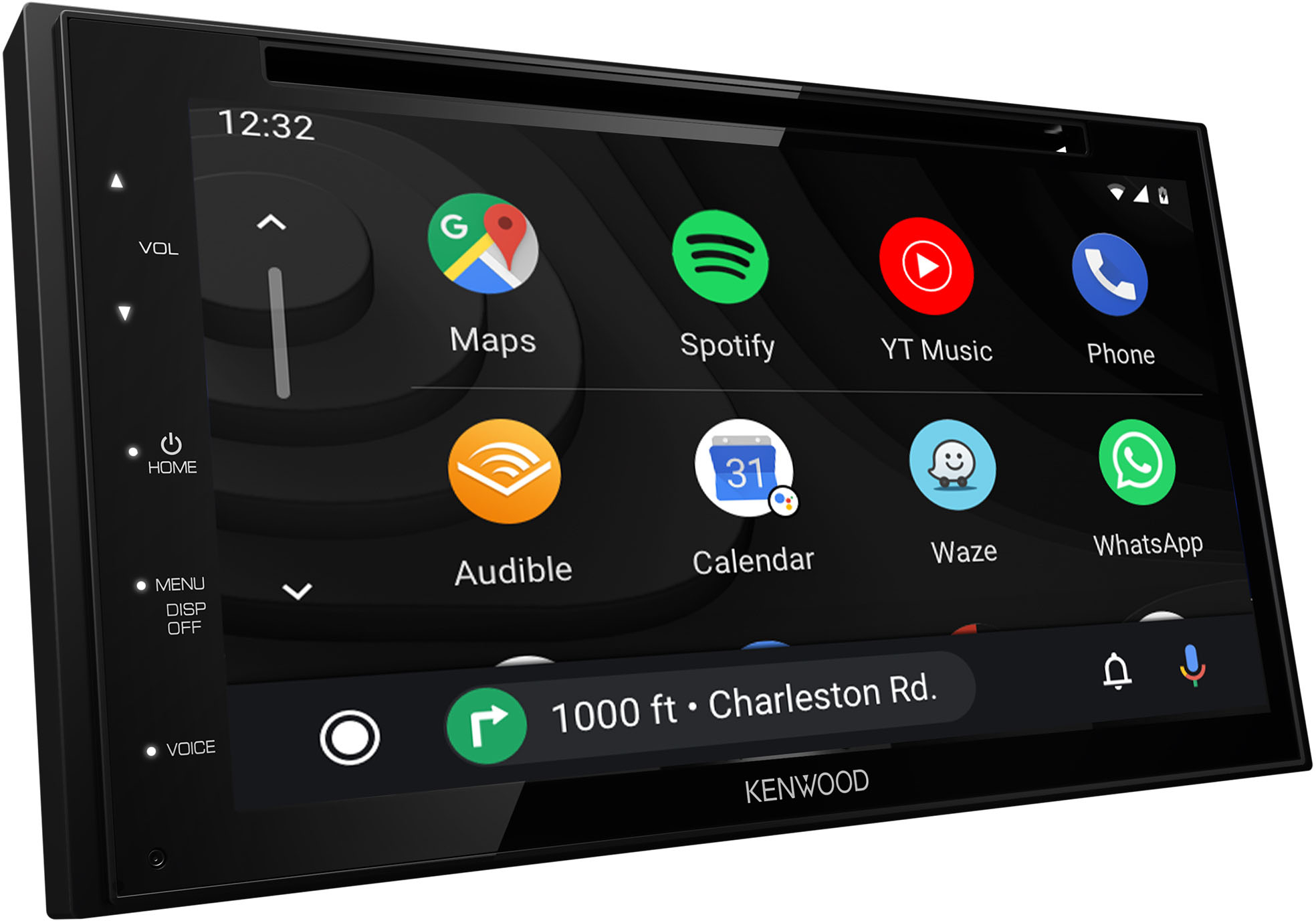 Angle View: Kenwood - 6.8" Android Auto & Apple CarPlay Bluetooth DVD and Digital Media (DM) Receiver and Android Screen Mirroring - Black