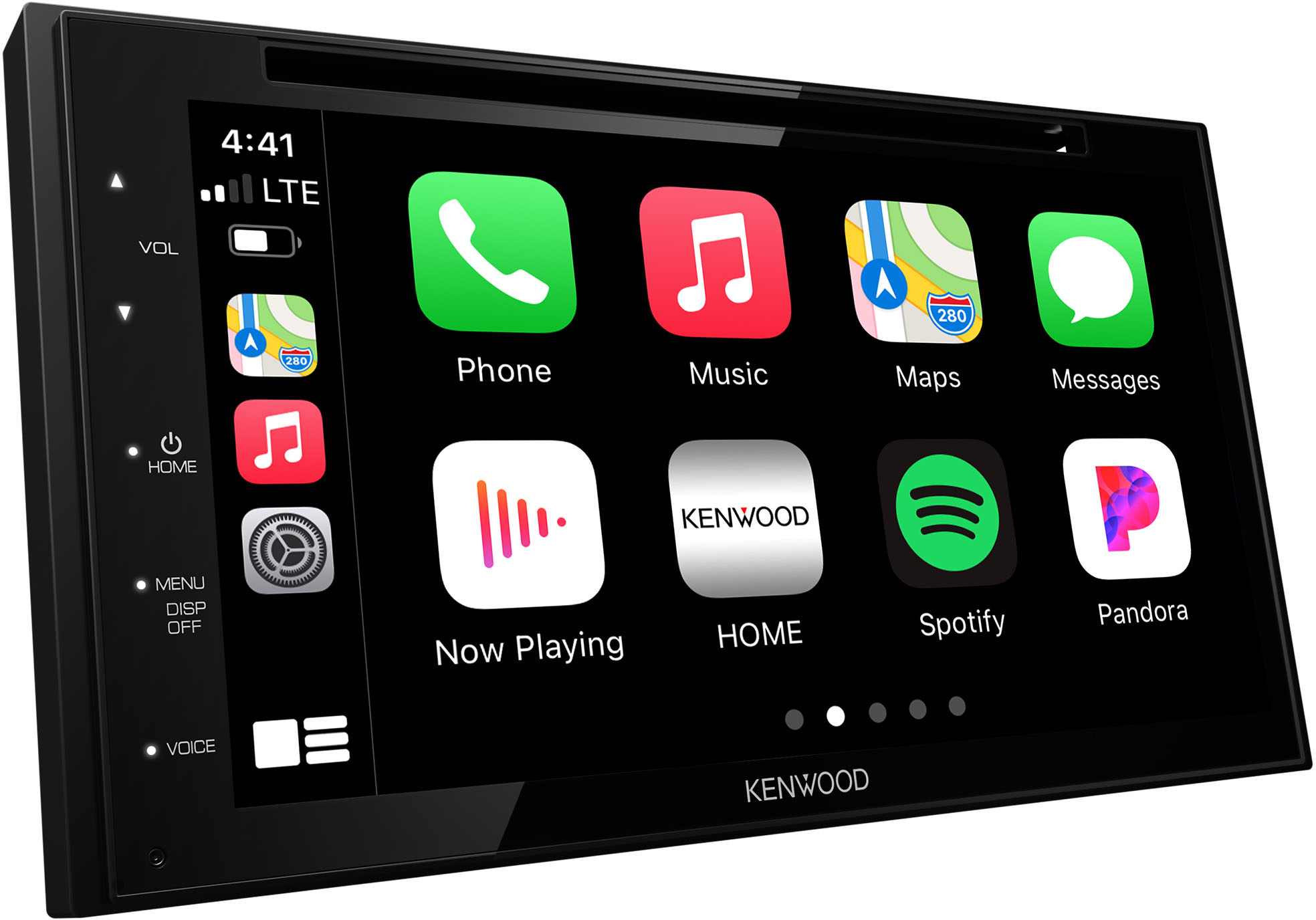 Left View: Kenwood - 6.8" Android Auto & Apple CarPlay Bluetooth DVD and Digital Media (DM) Receiver and Android Screen Mirroring - Black