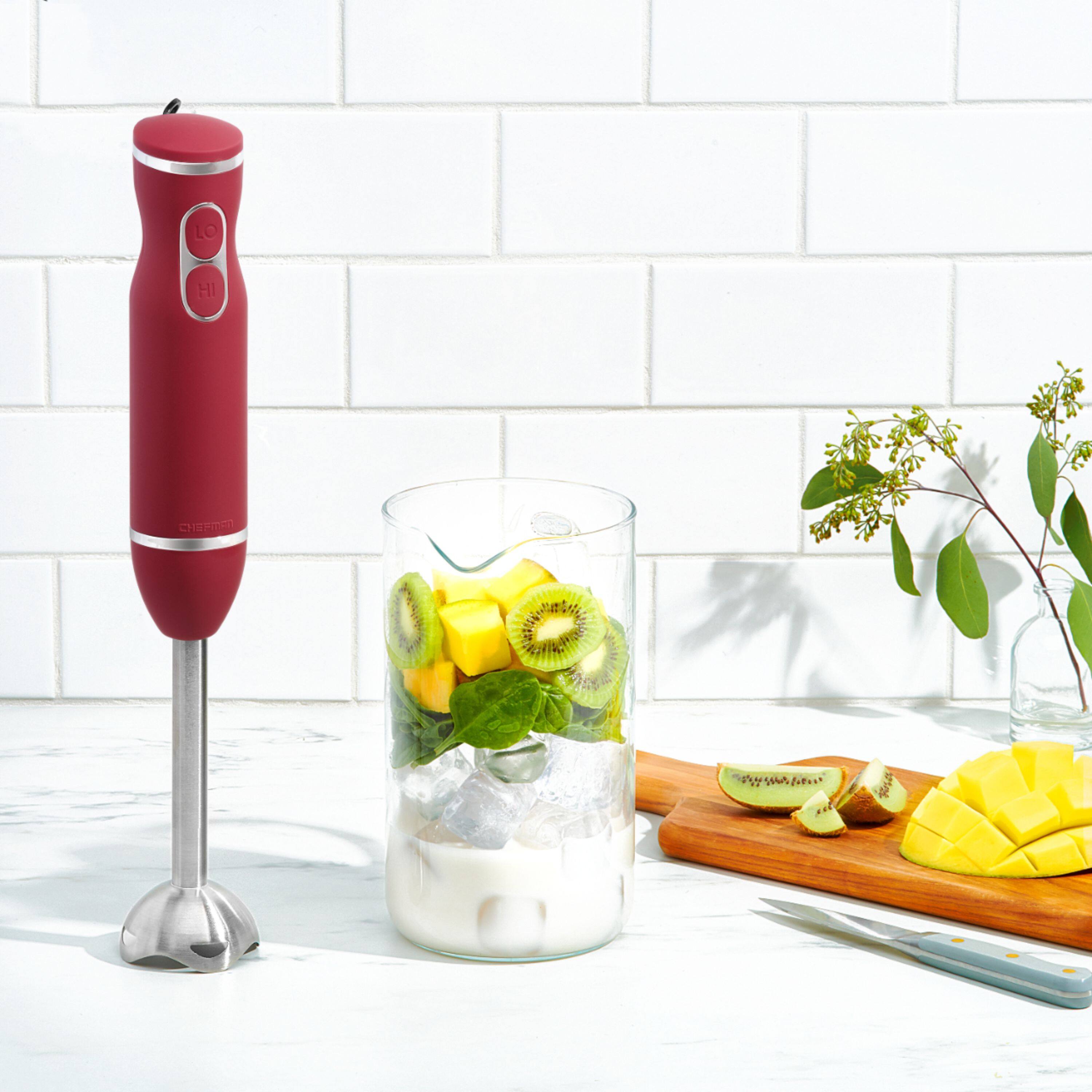 Alt View 14. Chefman - Immersion Stick Hand Blender with Stainless Steel Blades - RED.