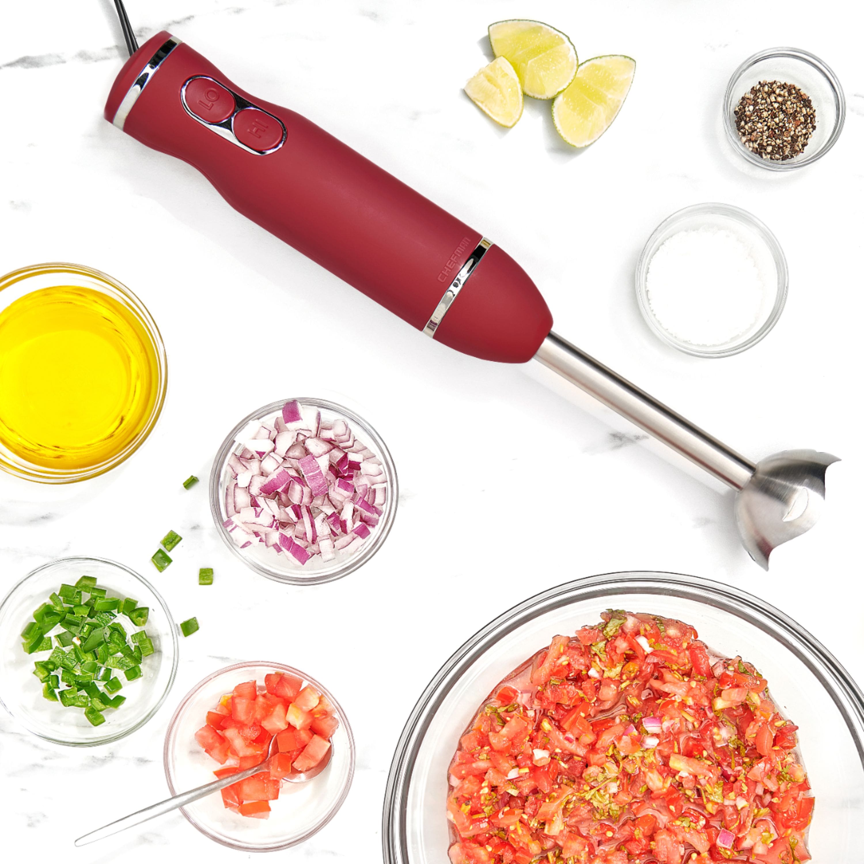 Alt View 17. Chefman - Immersion Stick Hand Blender with Stainless Steel Blades - RED.