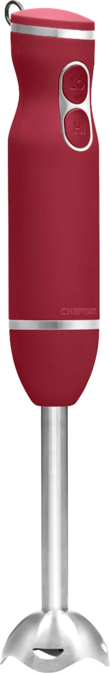 Left. Chefman - Immersion Stick Hand Blender with Stainless Steel Blades - RED.