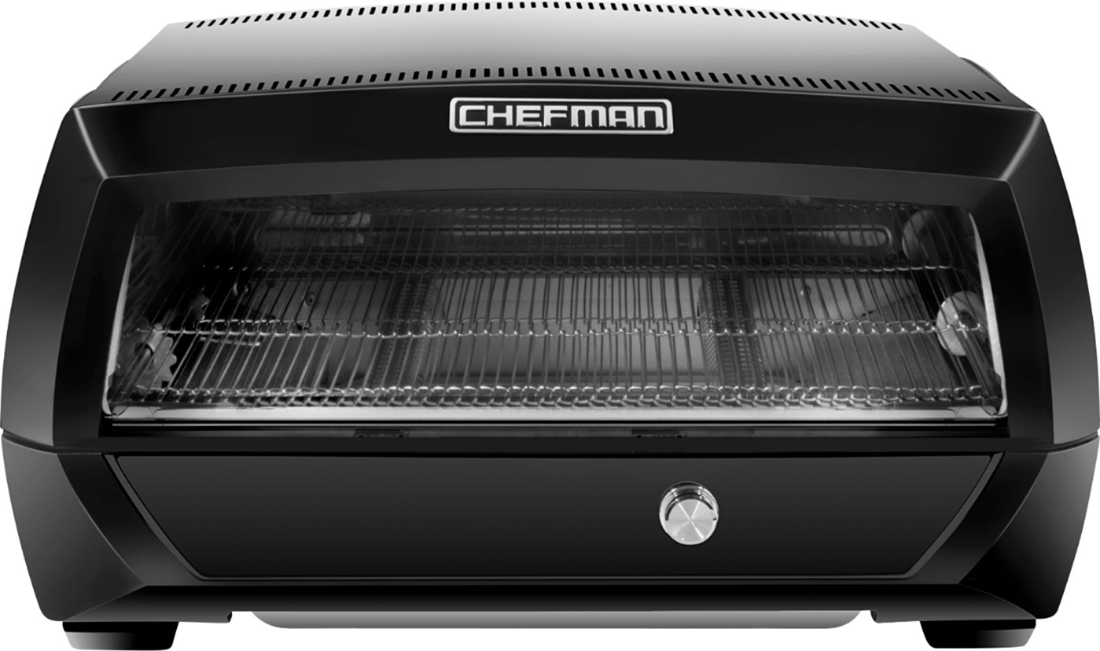 Left View: Chefman Food Mover Conveyor Toaster Oven - Black/Stainless Steel